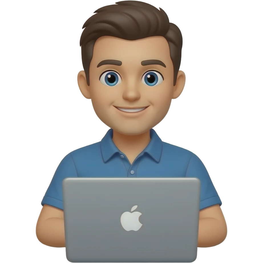 software engineer typing on a laptop, simple, watching front, like the default iOS emojis emoji