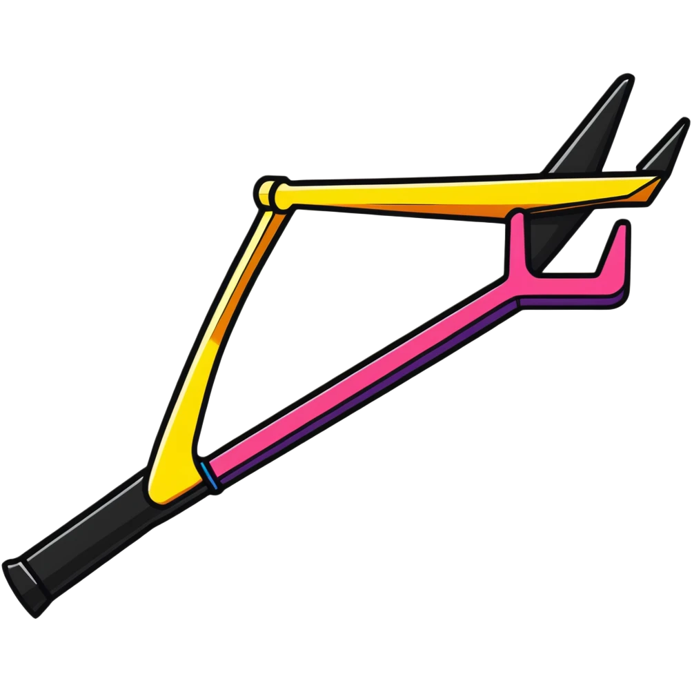 A colorful Y-shaped slingshot with elastic band emoji