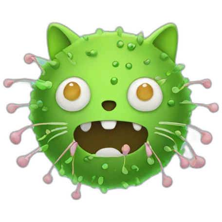 Bacteria with cat head emoji