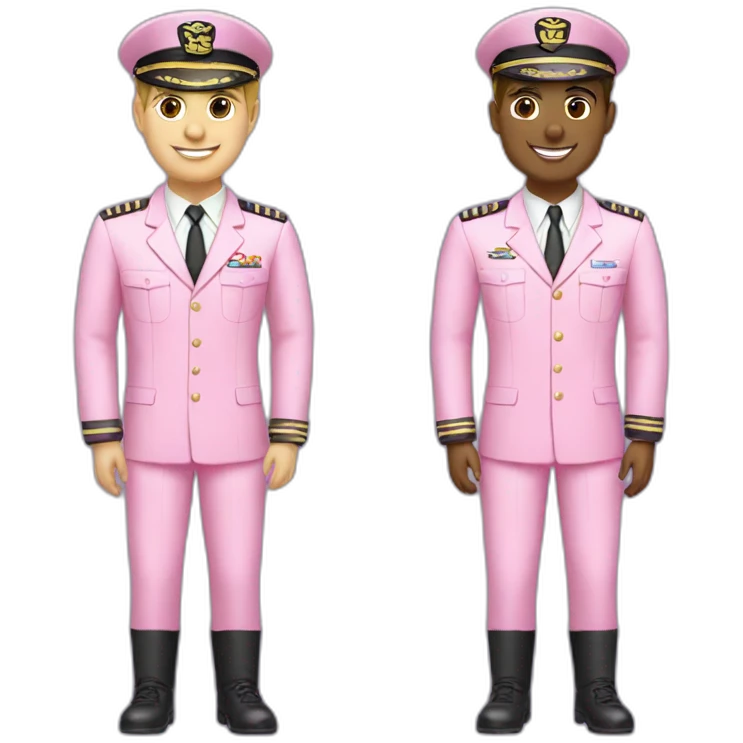 Two white gay civil aviation pilots in pink uniform emoji