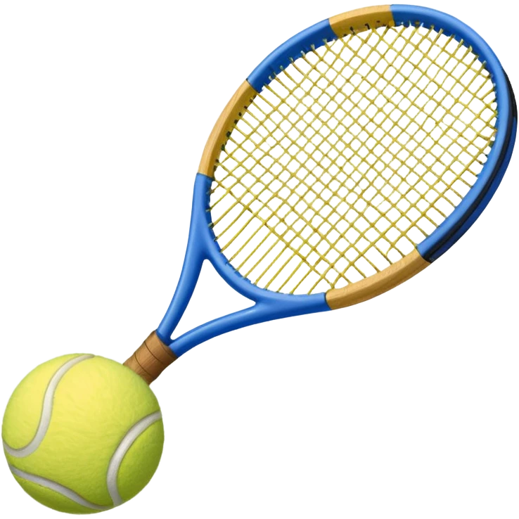 A blue tennis racket with a tennis ball next to it emoji