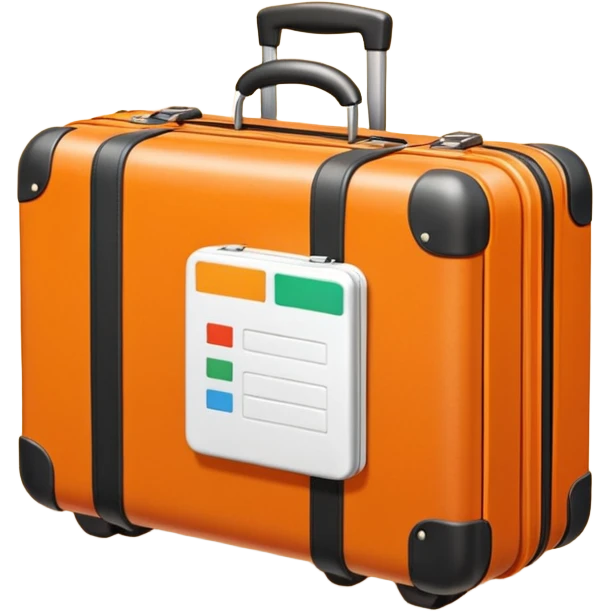3D minimal icon of a suitcase in color code #FF3D00, clean and modern, symbolizing taking paid time off. Simple, bright, high-end style. emoji