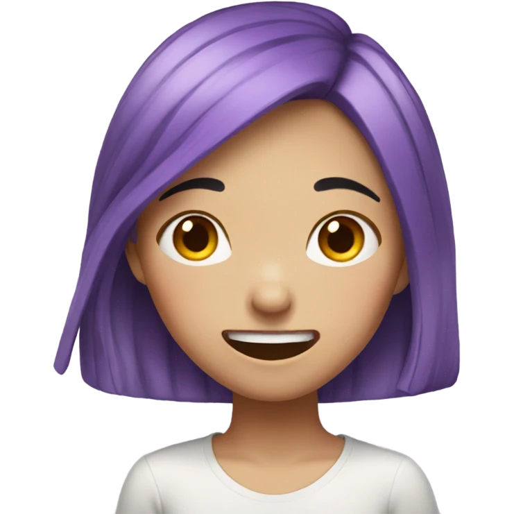 Chinese girl with purple hair cringing emoji