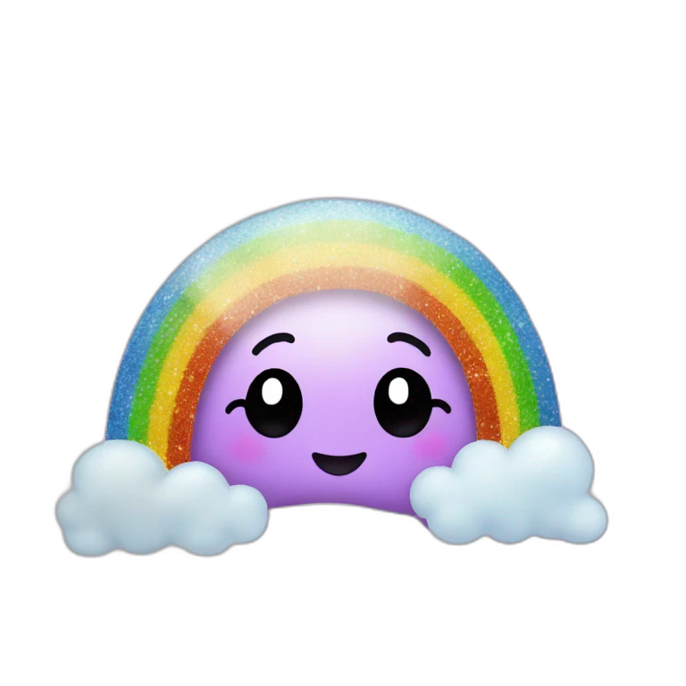 glitter rainbow with glitter clouds emoji