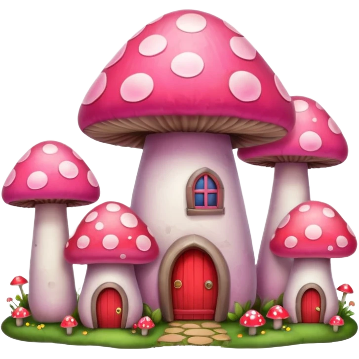 pink mushroom houses emoji