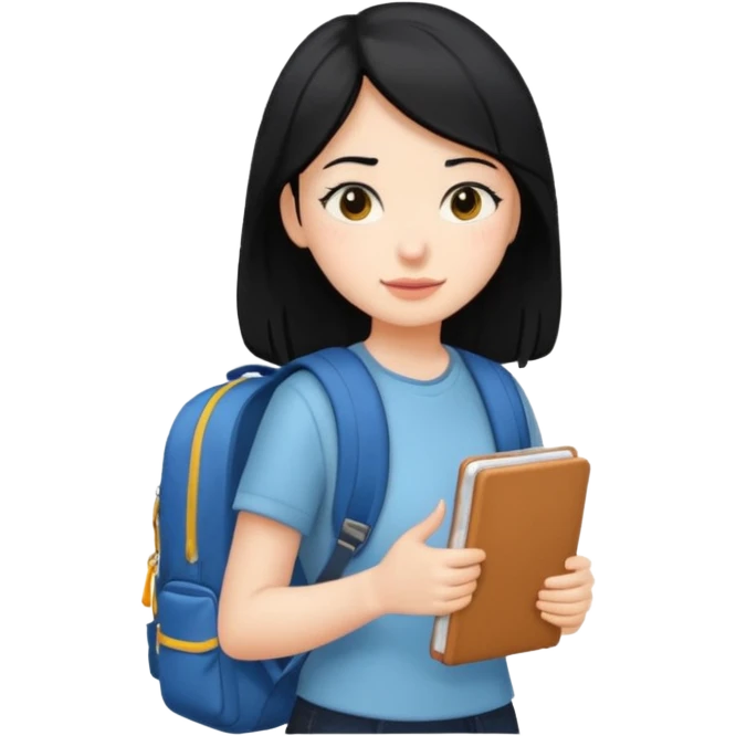 walk black long hair girl at university  emoji