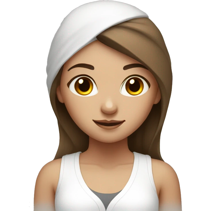Yoga girl, brown hair, white clothes  emoji