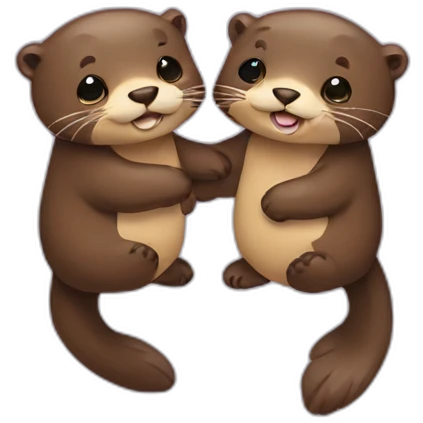 two otters holding hands emoji