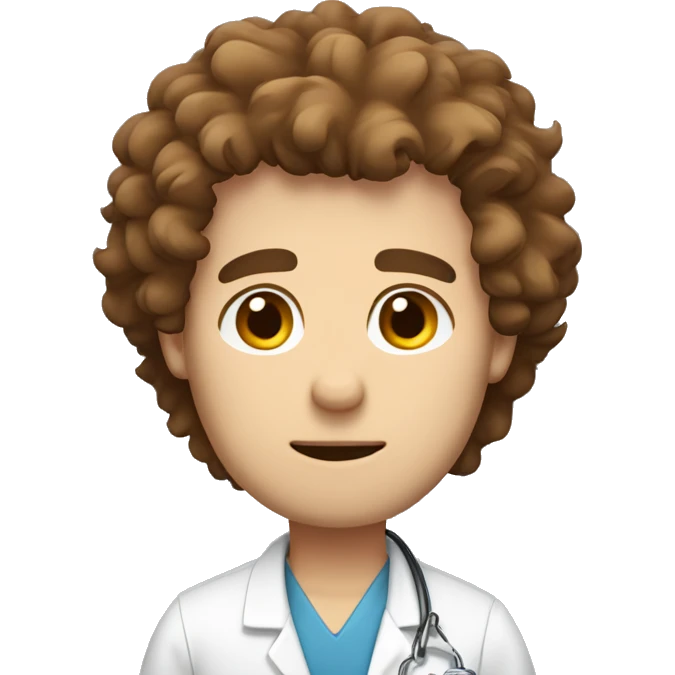Veterinarian - male, handsome, brown fluffy hair, tired-looking, white  emoji