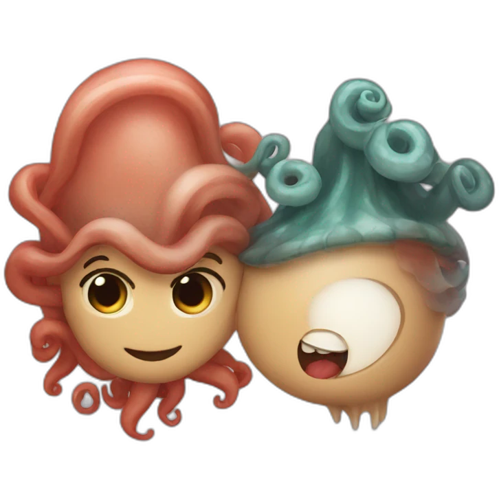 Cute in love kraken couple emoji