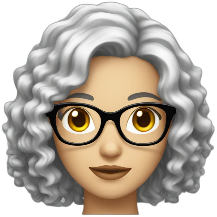 white woman with long curly black hair and glasses emoji