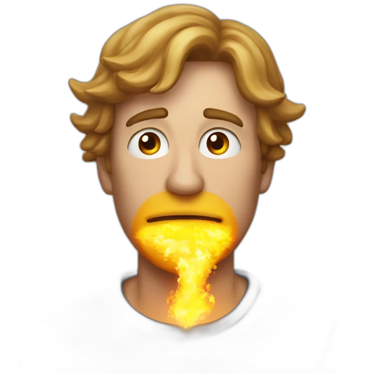 european man breath fire ball emoji