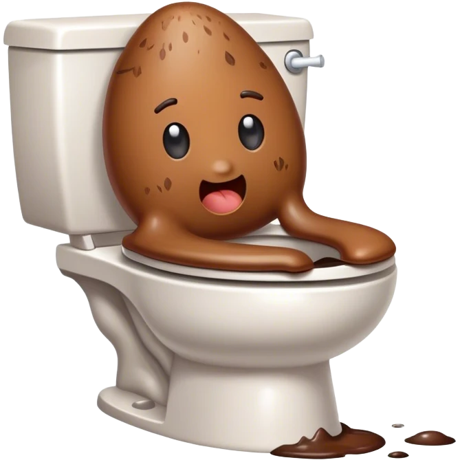 clogged toilet with cute poo emoji