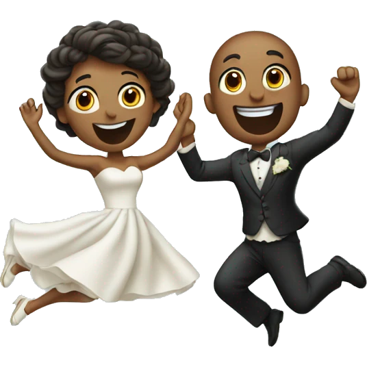 wedding couple jumping in the air emoji