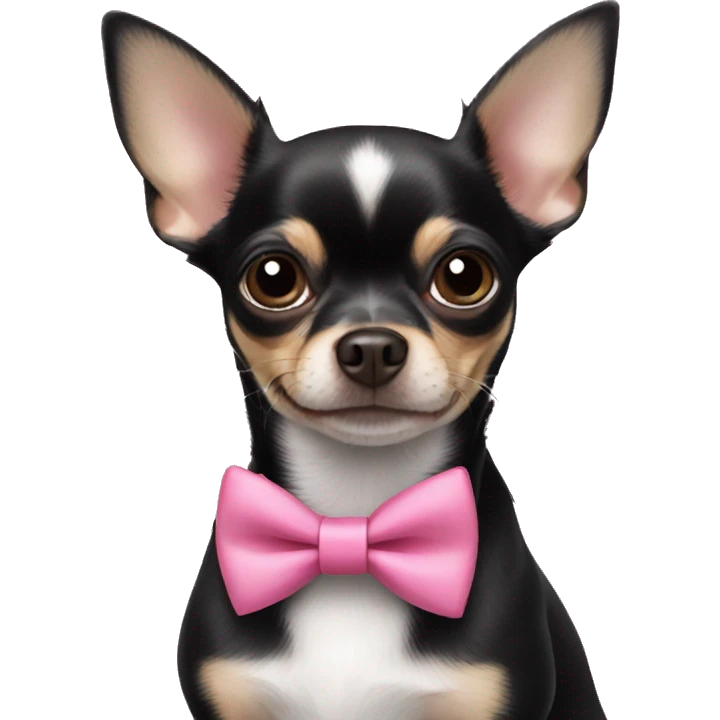 black chihuahua with pink bowtie emoji