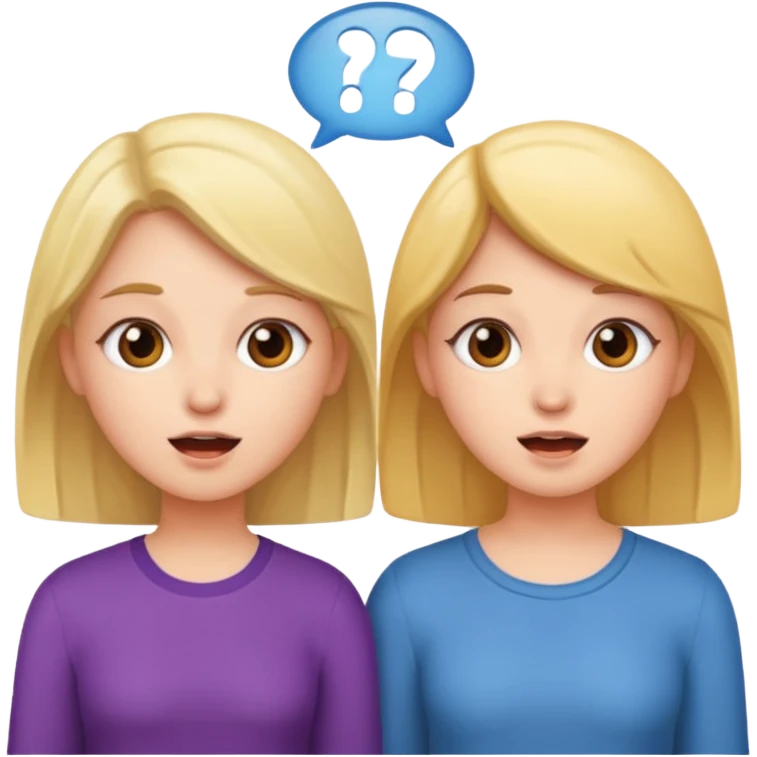 two girls practice speaking emoji