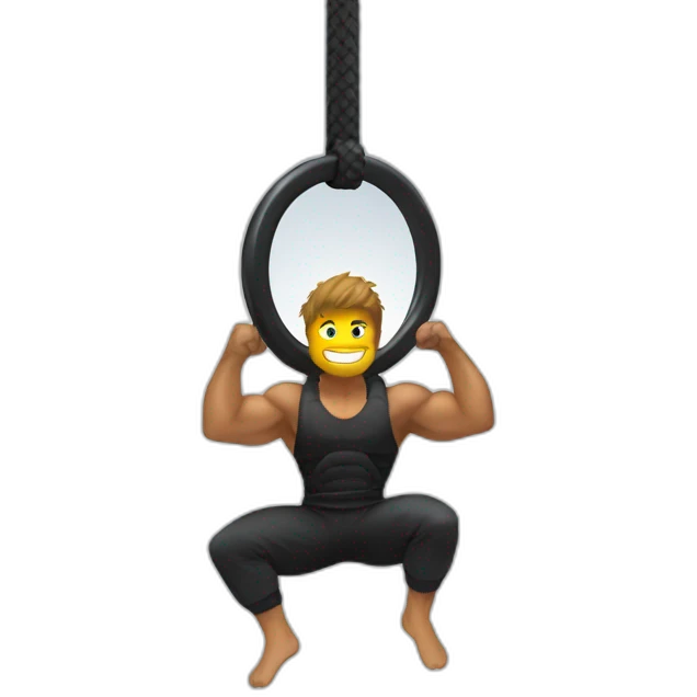 Ninja Warrior athlete, hanging from rings emoji