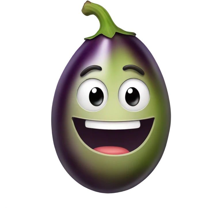 Egg plant with eyes and mouth  emoji