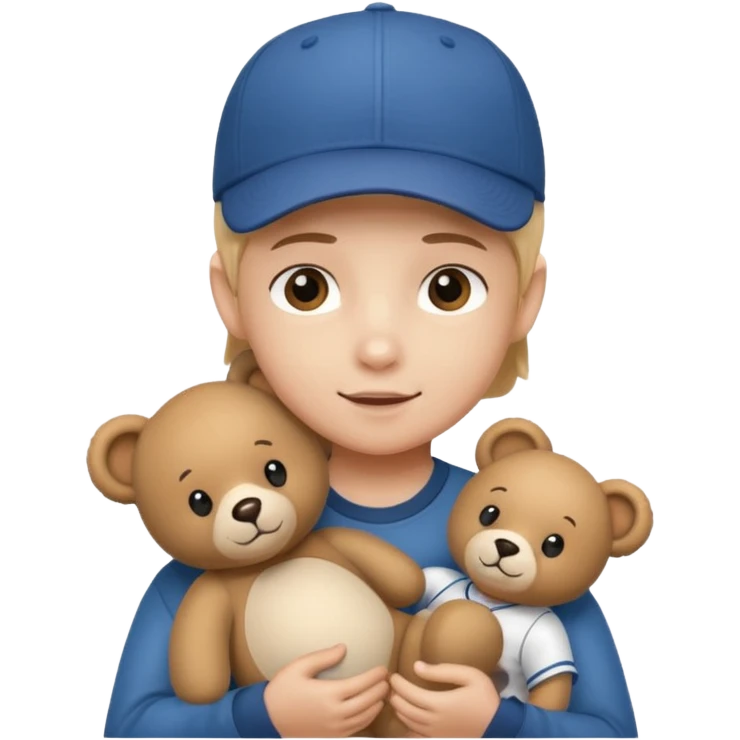 kid wearing hat with teddy bear  emoji