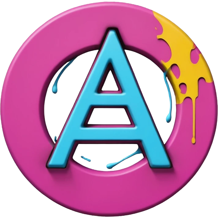 A 3D cartoon graffiti-style anarchy “A” inside a circle, rough texture, dark background, Memoji-style. emoji