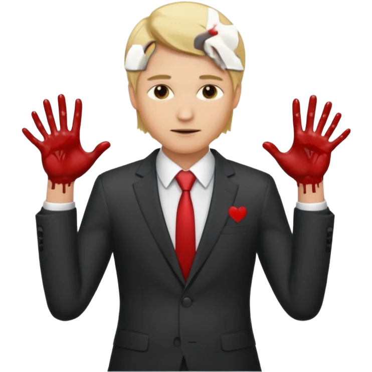 Deftual guy emoji with biond hair and man suit and 2 arms together and one with blod emoji