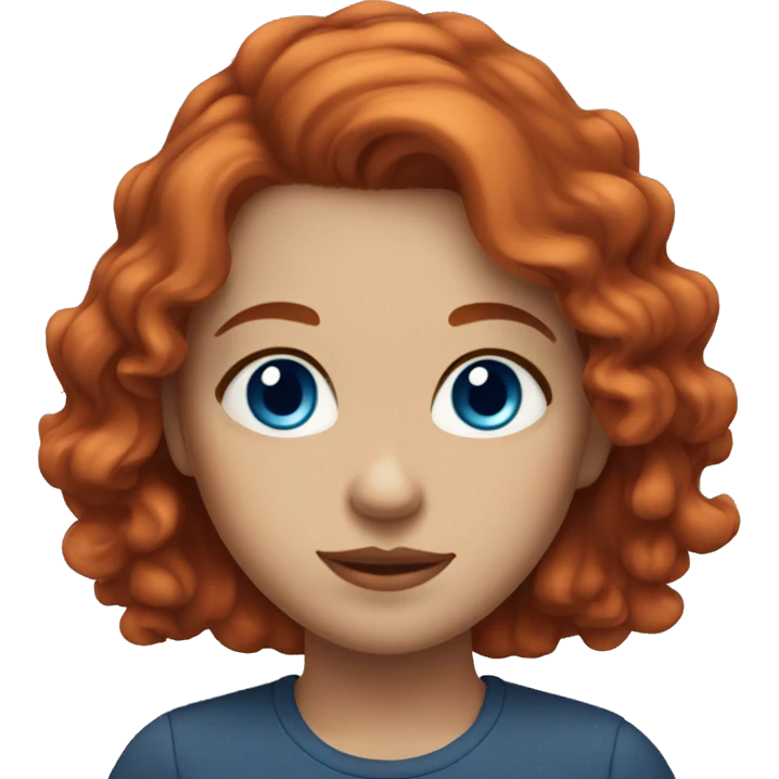 girl short wavy red hair blue eyes emoji