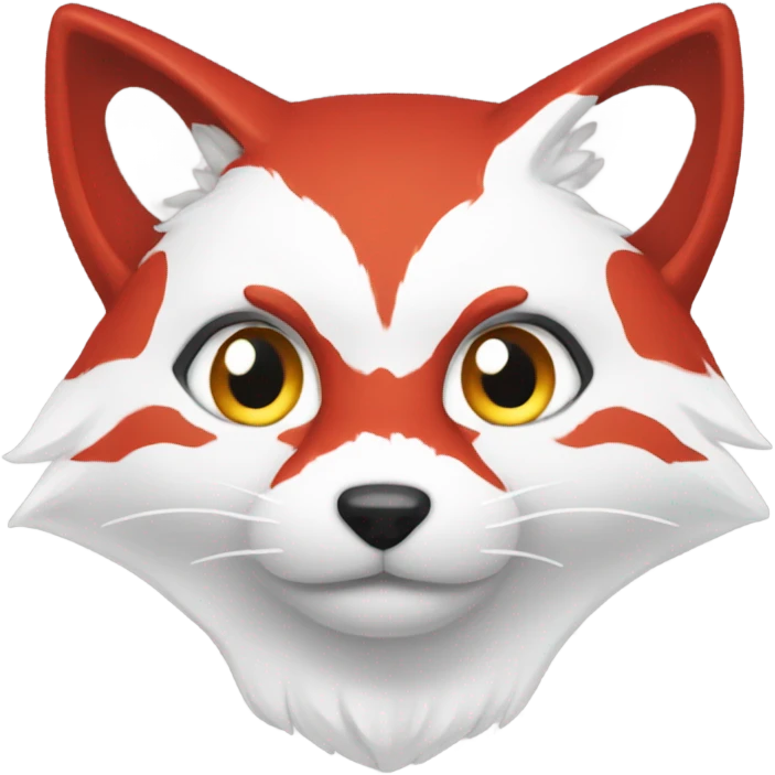 red and white kitsune head, starry-eyed emoji