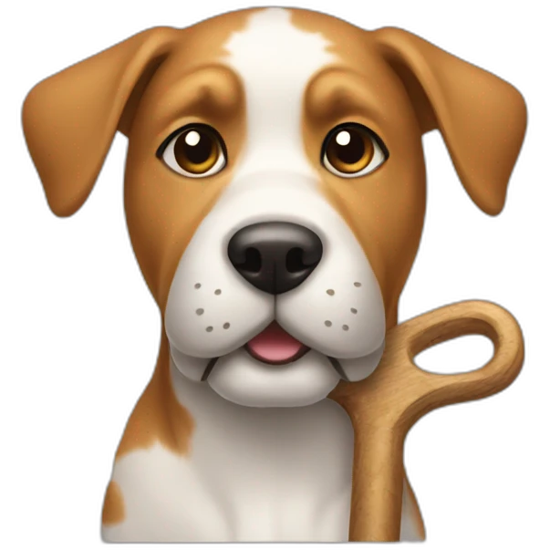 A dog holding a stick emoji