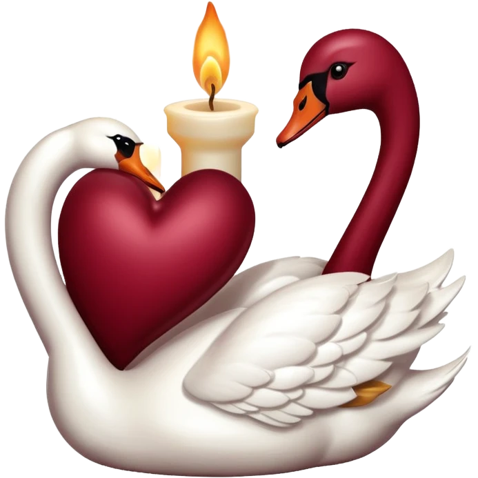 Maroon heart, swan , candle seperately  emoji