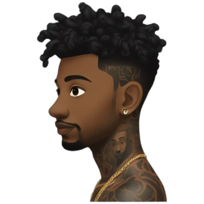 21 savage with his tatoos emoji