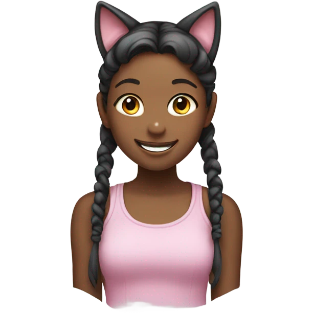 smiling girl with twintails and cat ears emoji