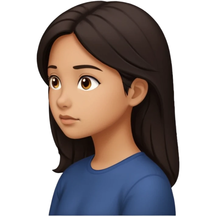 Girl Critical Thinking, side view. emoji