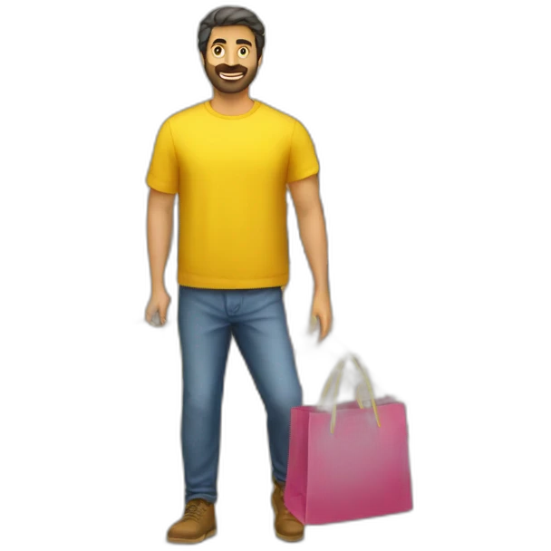 Armenian men doing shopping  in yellow clothes  emoji