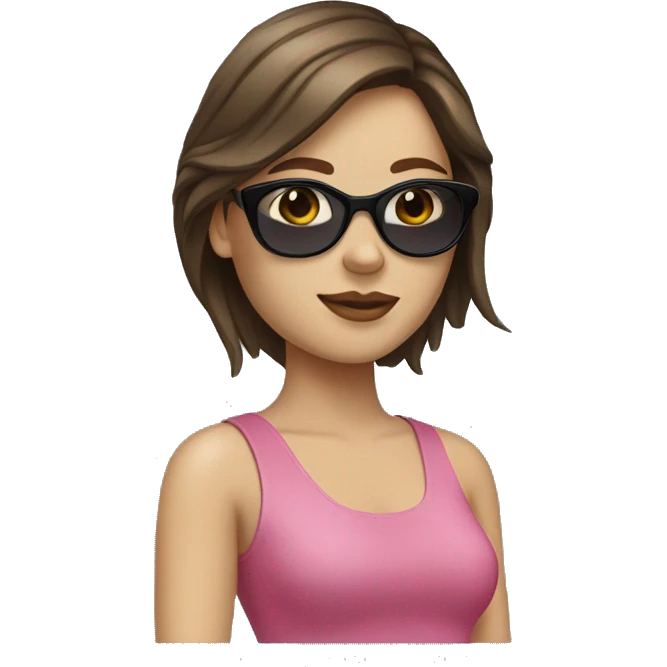 white girl with brunette hair wearing sunglasses  emoji