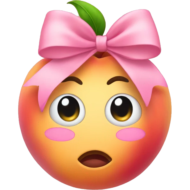 One Regular peach with pink bow on it no face  emoji