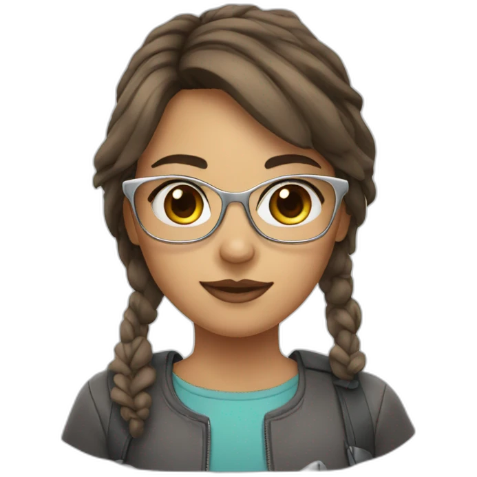 Girl with brown eyes and brown hair with silver glasses  emoji