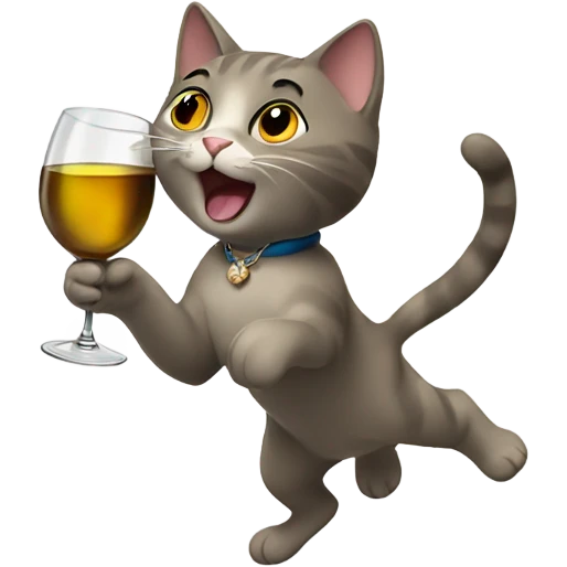 cat with a wine glass flying emoji