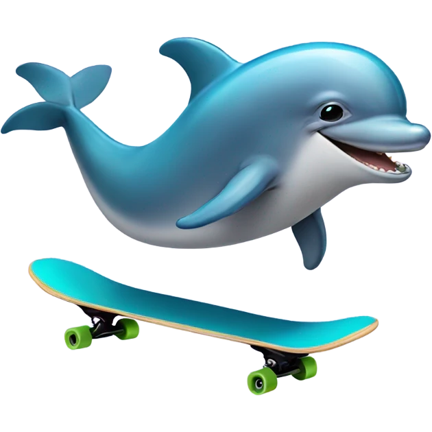 Dolphin riding a skateboard emoji
