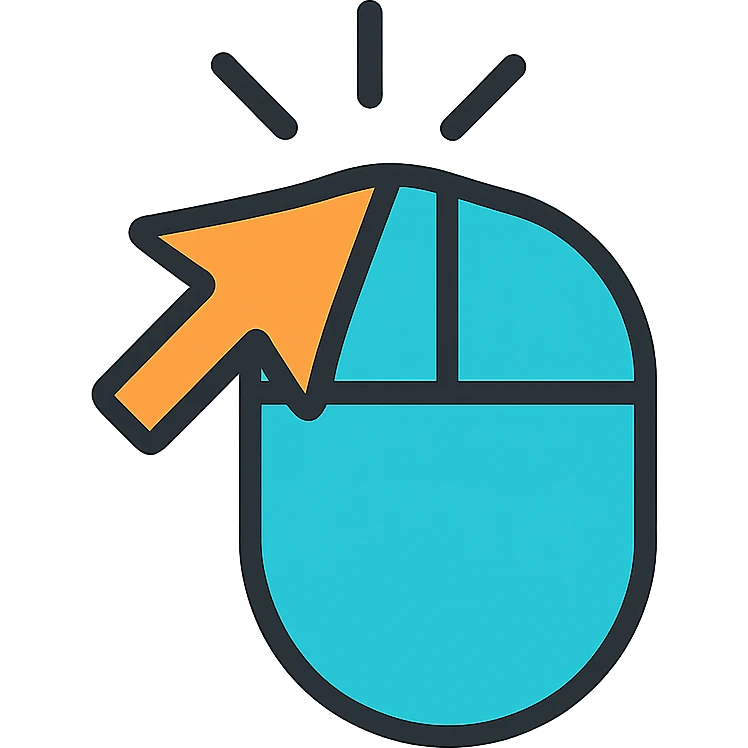 mouse click icon, lineal color icon with black outlines, vibrant and clear emoji