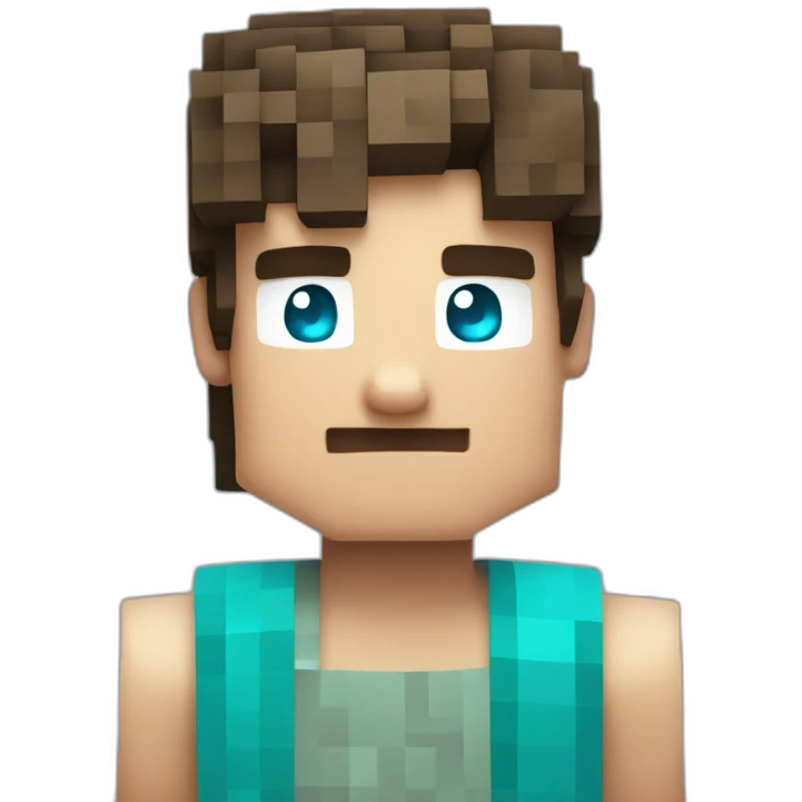 un minecraft garçon avec des cheveux turquoise et un t sirt bleu emoji