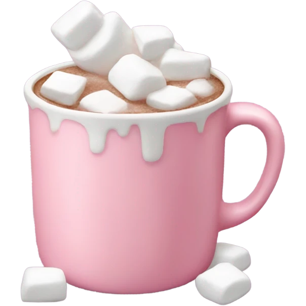A pink mug cup fill with hot chocolate and have some marshmallows in it emoji