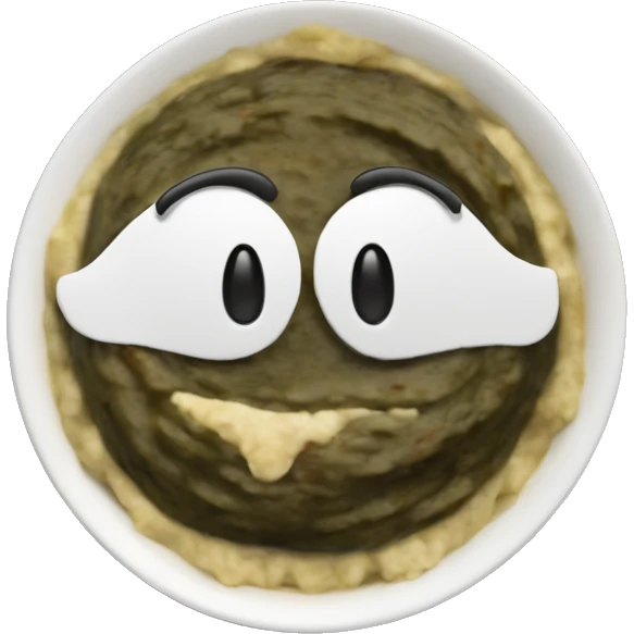 Baba Ghanoush eggplant dip in a circular dish, no face emoji