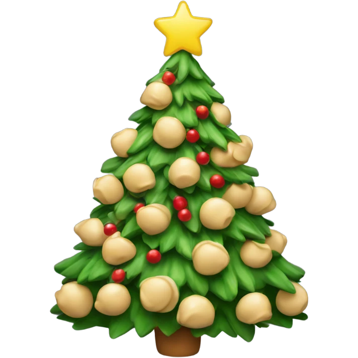 A Christmas tree decorated with pelmeni emoji
