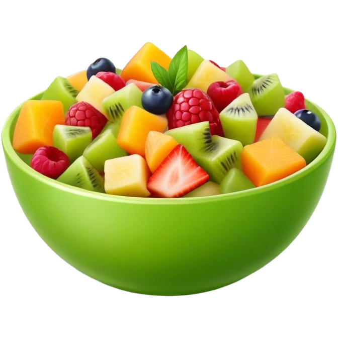 tiny green bowl of Fruit salad front view emoji