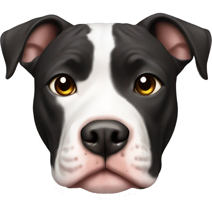 black and white Pit Bull with brown eyes emoji