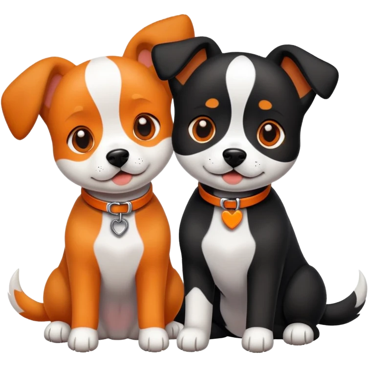 Chiens mignons noir blanc orange  emoji
