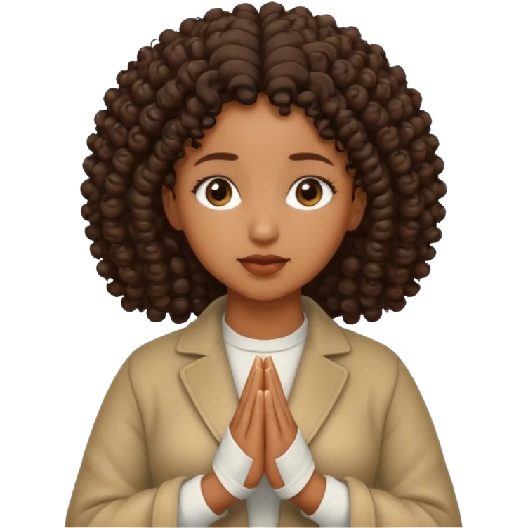 Curly hair Black women praying emoji