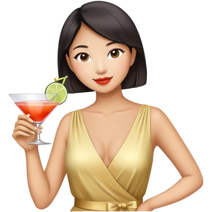 asian women holding cocktail glass socializing at a work party emoji