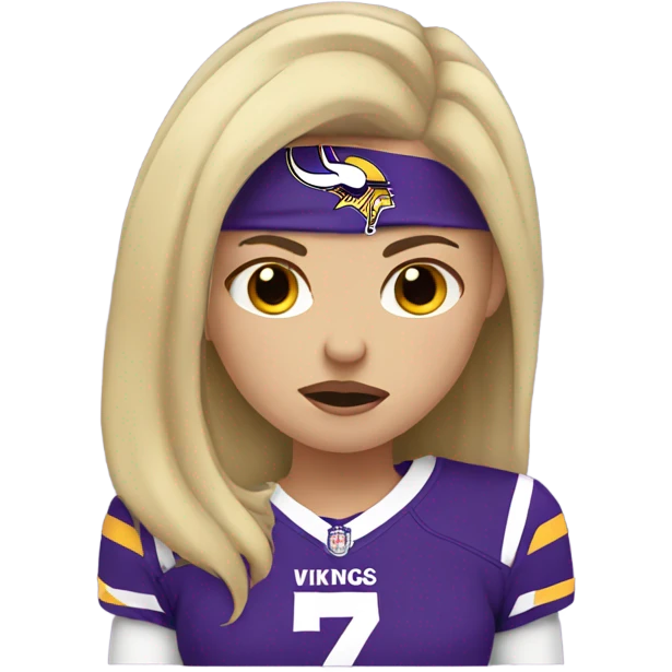 Blonde girl wearing minnesota vikings gear crying emoji