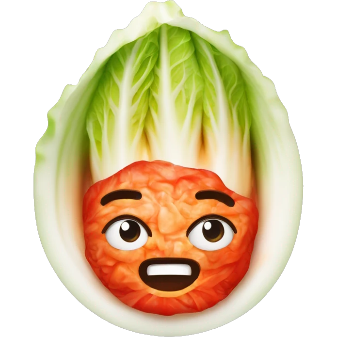 Kimchi : A napa cabbage marinated in a bright red pepper paste emoji